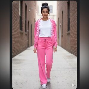 Pink Striped Track Pants & Joggers Set